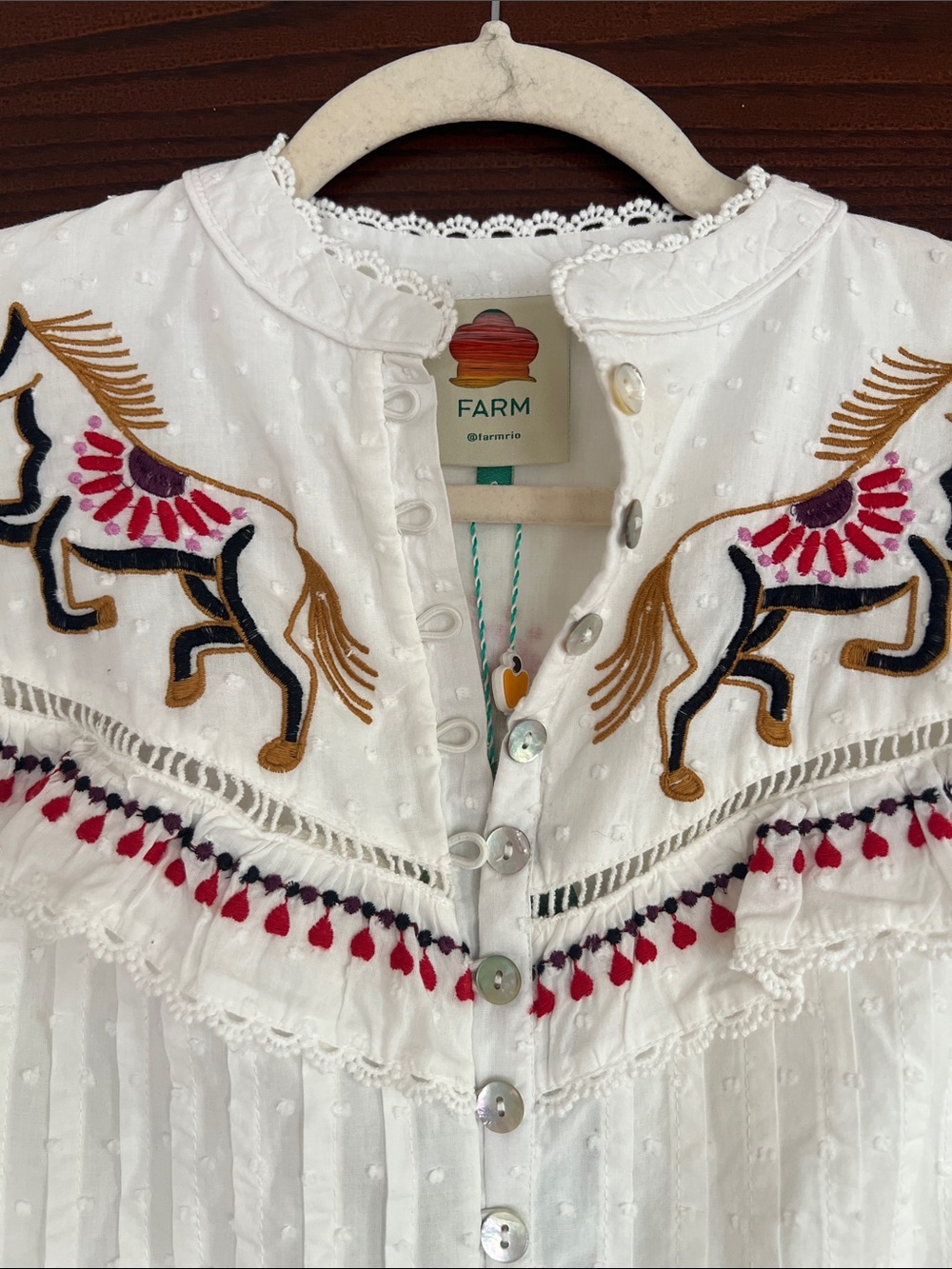 FARM Rio White Embroidered Tunic with Multicolor Horse Motifs - Picture 2 of 10